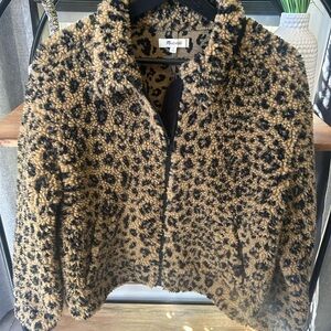 Madewell Women's Leopard Teddy Jacket size small